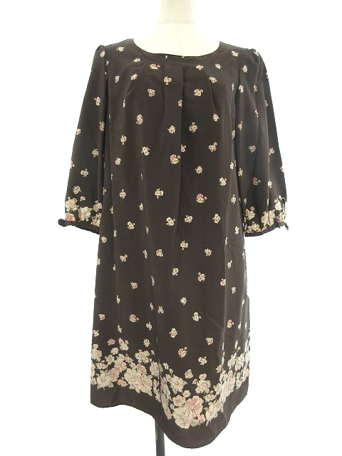 中古 フェルゥ Feroux ワンピース ミニ 七分袖 花柄 2 茶 ブラウン Ay33 レディースの通販はau Wowma ワウマ ブランド古着のベクトル 商品ロットナンバー