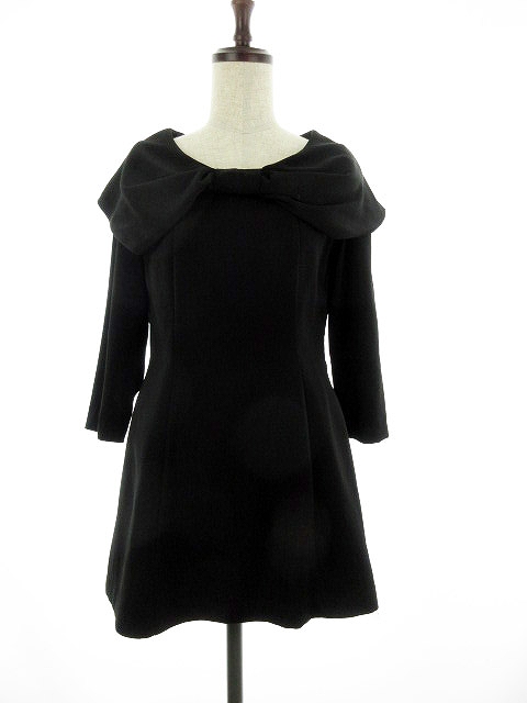 中古 ハニーバンチ Honey Bunch ワンピース ミニ 七分袖 リボン 総柄 F 黒 ブラック Mk レディースの通販はau Wowma ワウマ ブランド古着のベクトル 商品ロットナンバー