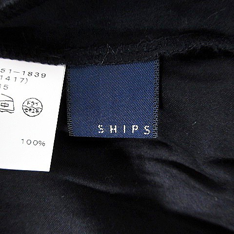 【中古】シップス SHIPS ワンピース ミニ 七分袖 クルーネック サイドファスナー 薄手 コットン 無地 紺 レディースの通販はau