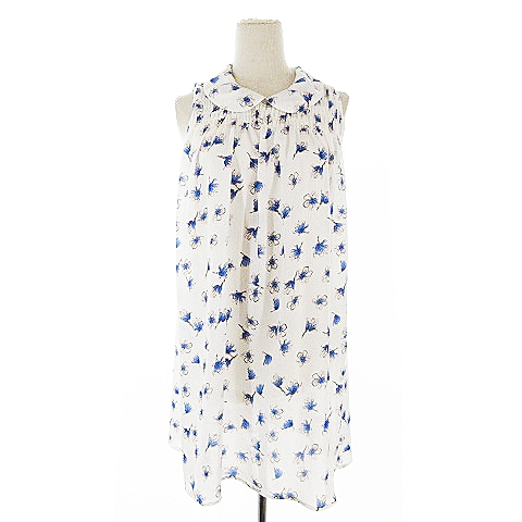 中古 アズノウアズ As Know As ワンピース ミニ ノースリーブ 花柄 ラウンドカラー ギャザー 白 ホワイト m41の通販はau Pay マーケット ブランド古着のベクトル 商品ロットナンバー