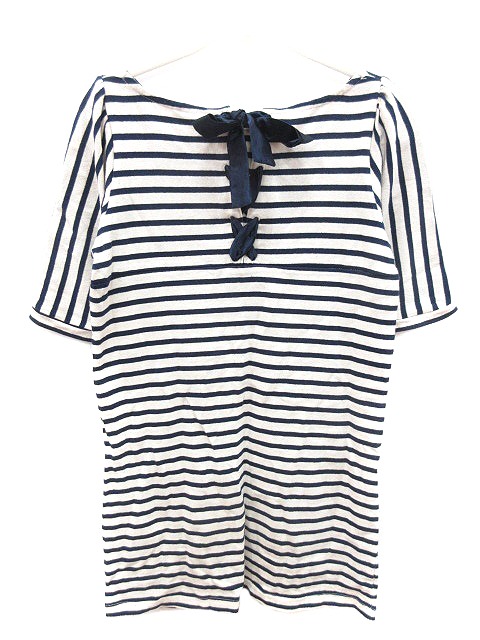 中古 アーノルドパーマー ワンピース フレア ミニ カットソー Uネック 五分袖 ボーダー リボン 1 白 ホワイト レディースの通販はau Pay マーケット ブランド古着のベクトル 商品ロットナンバー