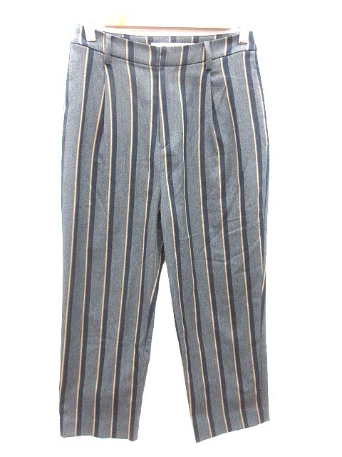 中古 カージュ Khaju テーパードパンツ ストライプ 26 グレー 紺 ネイビー Yk レディース