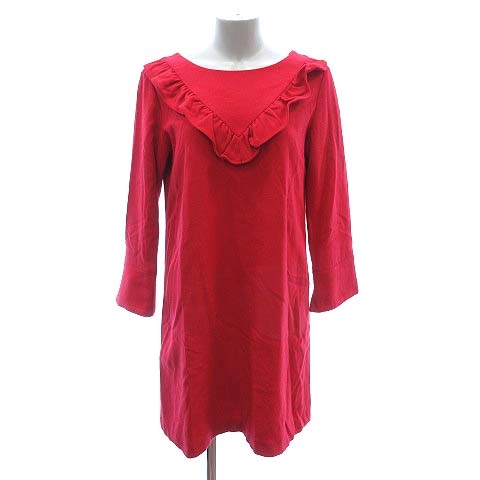 中古 トランテアン ソン ドゥ モード 31 Sons De Mode ワンピース ひざ丈 長袖 フリル 36 赤 レッド レディース レディースファッション