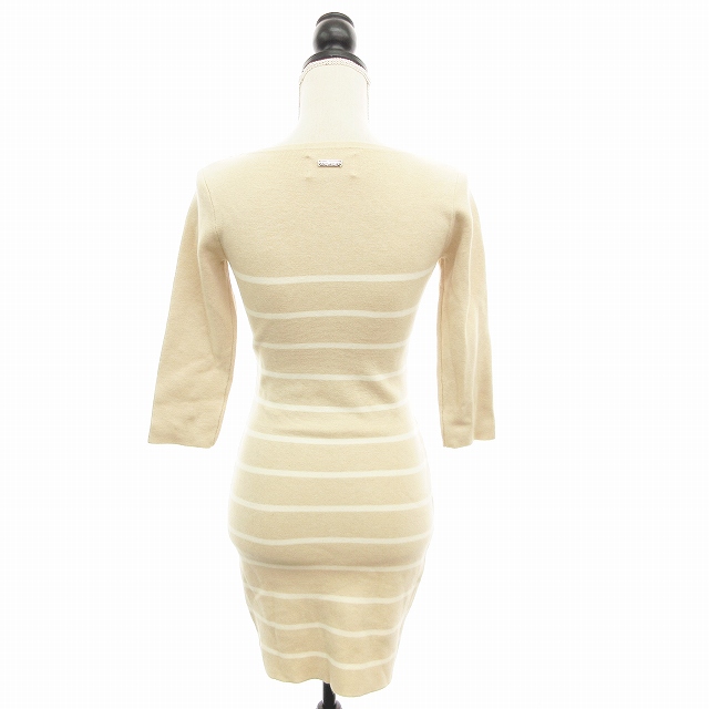中古 レディ Rady ワンピース ニット タイト ミニ 七分袖 ボーダー 絹混 シルク混 S ベージュ 白 Hh レディースの通販はau Wowma ワウマ ブランド古着のベクトル 商品ロットナンバー