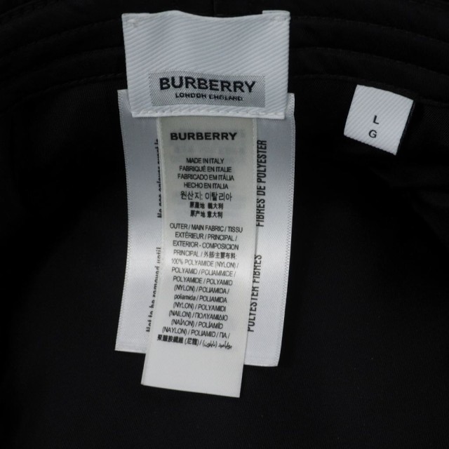 【中古】バーバリー ロンドン BURBERRY LONDON ホースフェリープリント ナイロン ロゴ バケットハット 帽子 F 黒の通販はau