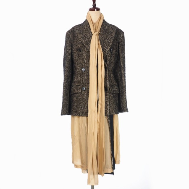 【中古】未使用品 メゾンマルジェラ Maison Margiela 20AW long cutaway coat レイヤード ダブル コート ジャケット