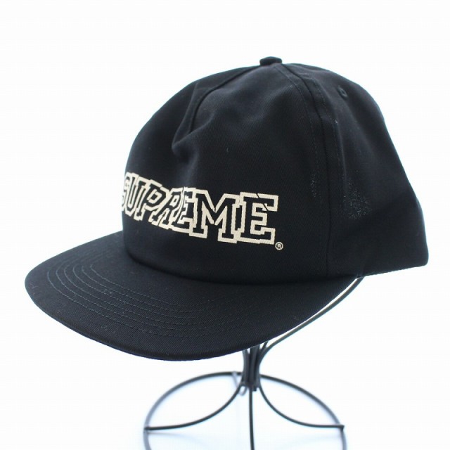 【中古】未使用品 シュプリーム SUPREME Shattered Logo 5-Panel キャップ 野球帽 帽子 ロゴ プリント 黒