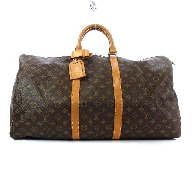 【中古】ルイヴィトン LOUIS VUITTON モノグラム キーポル60 ボストンバッグ ハンドバッグ パドロック 茶色 M41422