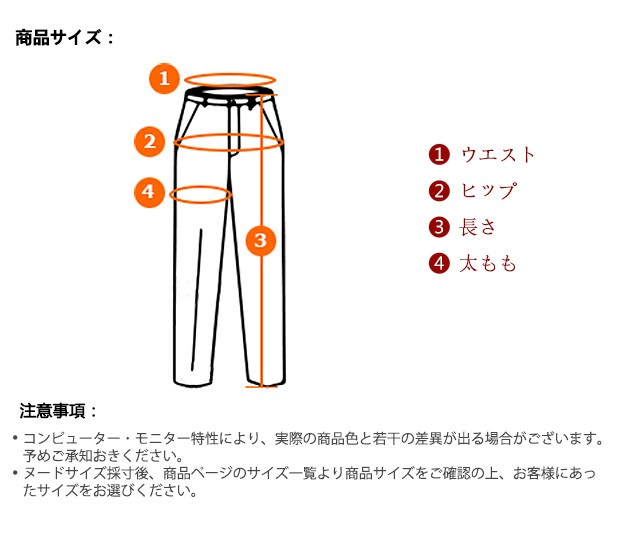 パンツサイズ表