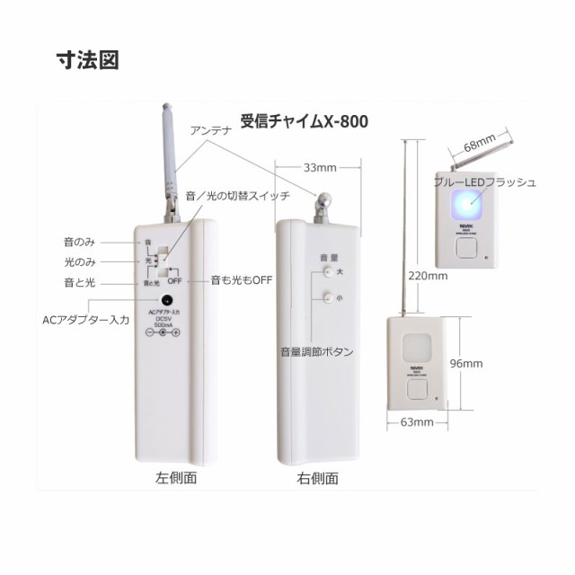 リーベックス X850 ワイヤレス・人感センサーチャイム REVEX Xシリーズ 特定省電力 送信機 受信チャイム 来客用の通販はau PAY  マーケット - 防犯グッズのあんしん壱番｜商品ロットナンバー：278773493