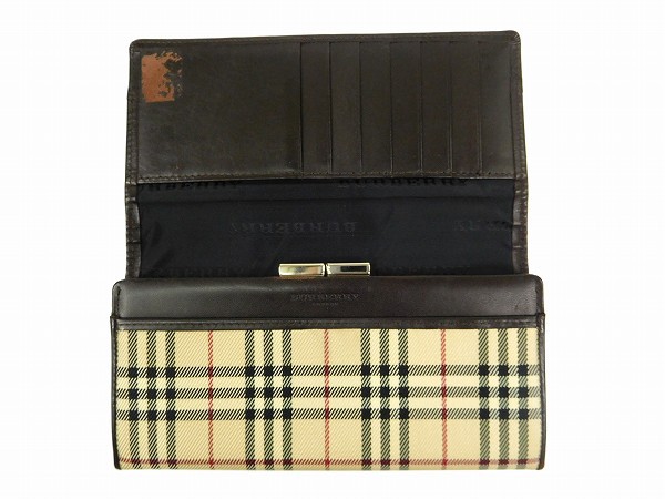 バーバリー 財布 BURBERRY 長財布 ベージュ×ブラウン 即納 【中古】 X14076 バーバリー 財布 BURBERRY 長財布 ベージュ×ブラウン 即納 【中古】 X14076