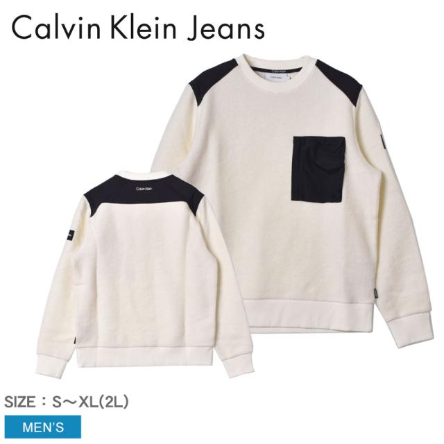 超特価激安 春新作 カルバンクラインジーンズ スウェット メンズ Mix Media Wool Sweatshirt ブラック 黒 ホワイト 白 Calvin Klein Jeans K10k 安心の日本製 Www Flixel Org