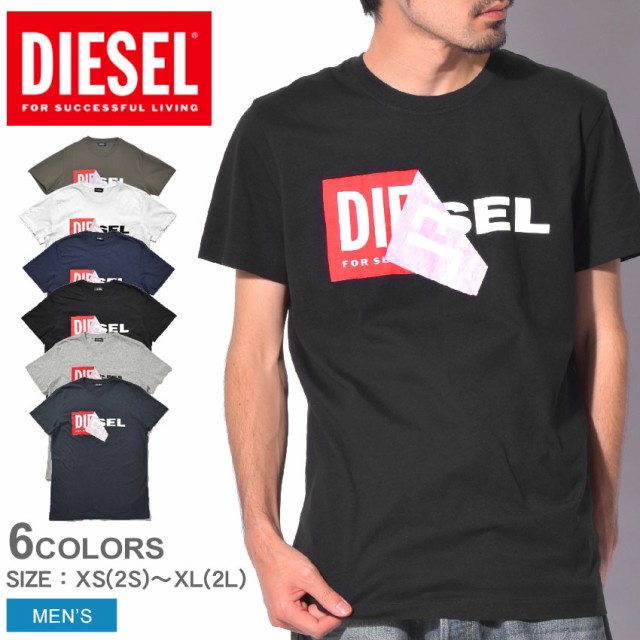 メール便可 ディーゼル Tシャツ メンズ 半袖 トップス 黒 白 カットソー T Diego Qa T Shirt Diese