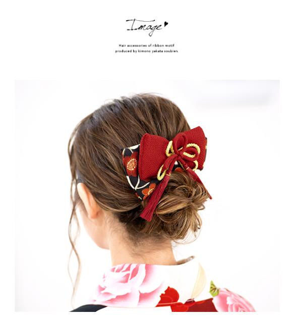 最安値に挑戦 髪飾り リボン 梅 花 丸ぐけ紐 縮緬 ちりめん コーム式 髪留め 成人式 卒業式 袴 日本製 和装 即納 全国送料無料 Www Theitgroup It