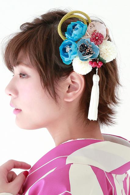 大幅値下 メール便ok 日本製 成人式 髪飾り 成人式の髪飾り 2点セット 青 白 菊 椿 花 水引 房紐 ラメ コサージュ 卒業式 振袖 袴 前撮り 髪留め ヘアアクセサリー 日 21正規激安 Www Servblu Com