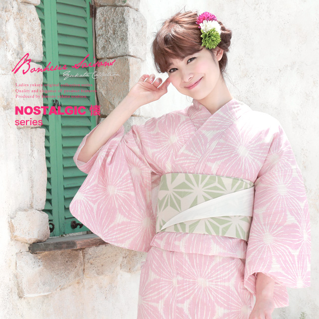 人気ブランド 浴衣セット レディース レトロ 浴衣セット 大人 3点セット ピンク 黄緑 麻の葉 綿麻 半幅帯 女性 ボヌールセゾン 値下げ Mawaredenergy Com