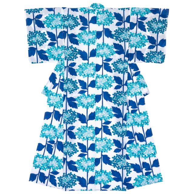 累計販売2万枚突破 浴衣 レディース 青 ブルー 白 ホワイト 紫陽花 あじさい 花 フラワー モダン 綿 絽 変わり織り 夏祭り 花火大会 女性用 仕立て上がり 公式の Carlavista Com