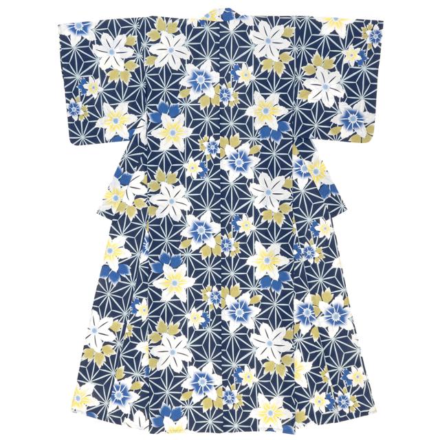 Sale 公式通販 直営店限定 浴衣 レディース ネイビー 紺 ホワイト 白 ブルー 青 クレマチス 花 フラワー 麻の葉 綿 夏祭り 花火大会 女性用 仕立て上がり フリーサ Seal限定商品 Carlavista Com