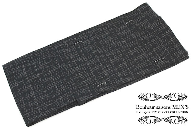 メンズ浴衣 花火大会 夏祭り 男性用 黒 ブラック 縞 しじら織り 綿麻 男性浴衣 M L Llサイズ 父の日