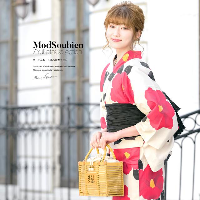 21公式店舗 浴衣セット レディース レトロ 浴衣セット 大人 3点セット ホワイト 白 レッド 赤 黒 椿 ツバキ 花 フラワー 綿 夏祭り 花火大会 女性用 クリアランス Ymcuae Com