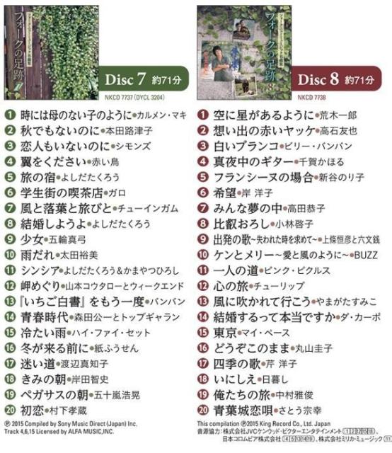 新作登場SALE 送料無料 NKCD-7731の通販はau PAY マーケット - パンダファミリー|商品ロットナンバー:49 キングレコード フォークの足跡 フォーク・ニューミュージック名曲集(全158曲CD8枚組 別冊歌詩本付き) 再入荷新作