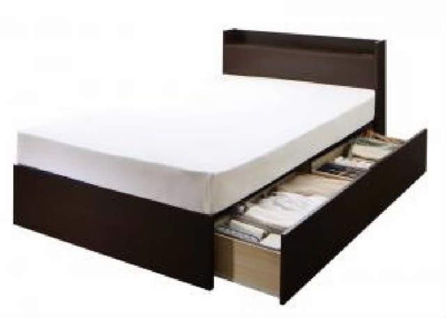 セミダブルベッド 茶 連結ベッド スタンダードポケットコイルマットレス付き セット 連結 棚・コンセント付整理 収納 ベッド( 幅 :セミダ