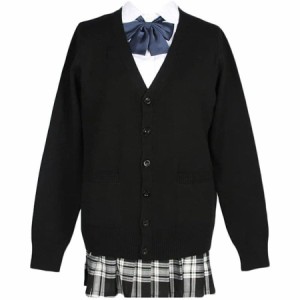 スクールカーディガン 女子 制服 JK ニット カーディガン 綿100％ 学生 厚手 無地 Vネック ゆったり 通学 事務用 シンプル 可愛い 男女兼