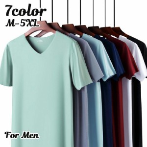 カットソー Tシャツ 半袖 シームレス 薄手 メンズ 紳士用 男性 トップス インナー Vネック カットオフ アウターに響きにくい シンプル 無