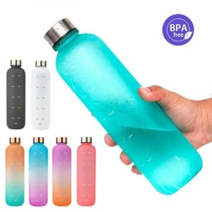 限定セール タイムマーカー付き 水筒 1リットル おしゃれ 大容量 1L 漏れない BPAフリー プラスチック ド リンク 韓国 軽い 目盛り付き 