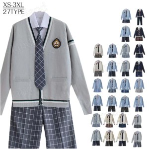 jk 制服 5点セット カーディガン　制服 リボン　チェック柄 プリーツスカート　女子 スカートセット 入学 高校 中学 学生服　なんちゃっ