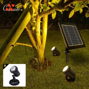 ソーラーライト 屋外 明るい 改良版 IP68 防水 LEDスポットライト ガーデンライト 温暖色２灯 LEDイルミネーション 常夜灯 柊