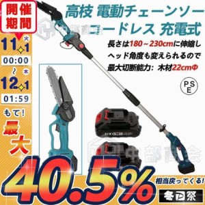 チェーンソー 電動 充電式 軽量 高枝切りバサミ のこぎり コードレス 2cm 伸縮可能 長さ調節 充電式ポールチェーンソー マキタ バッテリ