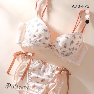 ブラジャー ショーツ セット ブラセット 脇高 下着 レディース パリーゼ Palissee KOREA collection メルティローズ サイドリボン ABCDEF