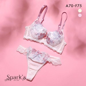 ブラジャー ショーツ セット 脇高 谷間 スパークス SPARKS ABCDEF 盛りブラ Tバックショーツ バックレース