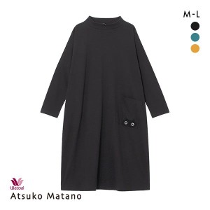 15％OFF【送料無料】 ワコール Wacoal マタノアツコ ATSUKO MATANO 黒猫 パジャマ ワンピース 長袖 M 綿混 ナイティ