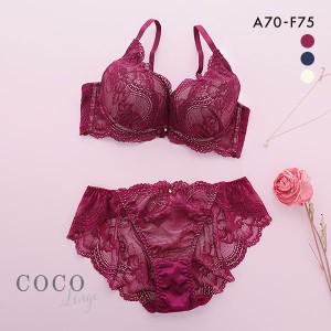 20％OFF ココランジェ COCO Linge リッチ カシュクール ブラジャー ショーツ セット モールド 脇高 脇肉 レース 谷間 23AW