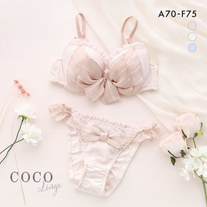 ブラジャー ショーツ セット ココランジェ COCO Linge ジャガードフェミニンリボン セット