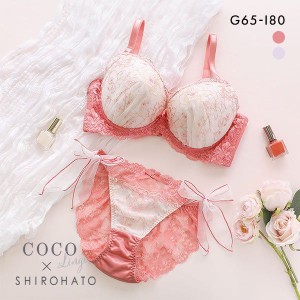 ブラジャー ショーツ セット ココランジェ COCO Linge フラワリーステッチレース 総レース SHIROHATO別注 GHI バックレース サイドリボン