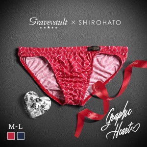 グレイブボールト Gravevault×SHIROHATO 別注 限定カラー Graphic heart フルバック ビキニ  M L ブリーフ メンズ 前とじ 3052255