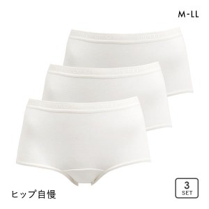 【メール便(10)】 ヒップ自慢 アウトゴム 綿混ショーツ お買い得 3枚セット M L LL 3P ノーマル ビキニ ハイカット フィット 福袋 お得