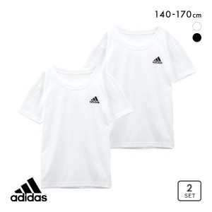 20％OFF メール便(30) アディダス adidas 2P クルーネック Tシャツ 2枚組 インナー ロゴ キッズ ジュニア 男の子