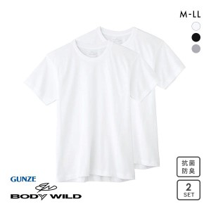 20％OFF グンゼ GUNZE ボディワイルド BODY WILD クルーネックTシャツ メンズ 2枚組 抗菌防臭 綿100％ 半袖