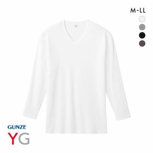 20％OFF【メール便(30)】 グンゼ GUNZE ワイジー YG ネクストラ NextRA+ WARM∞DEO Vネック ロングスリーブシャツ メンズ 綿100％ 発熱綿