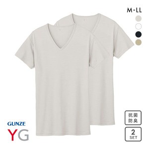 20％OFF【メール便(25)】【送料無料】 グンゼ GUNZE ワイジー YG DRY&COOL Vネック Tシャツ 2枚組 メンズ インナー 鹿の子編み クール