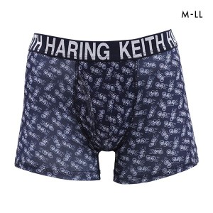 ボクサーパンツ メンズ 前開き メール便(10) キース・へリング Keith Haring 自転車 ネイビー 下着