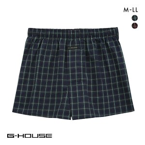 トランクス チェック柄 メンズ 布帛 前開き 先染 チェック M L LL 20％OFF ジーハウス G-HOUSE ハンモックサポーター 