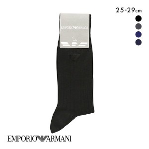 【メール便(10)】 エンポリオ・アルマーニ EMPORIO ARMANI Dress イーグル刺繍 メンズ リブソックス 抗菌防臭 綿混 靴下 クルー丈 ビジネ