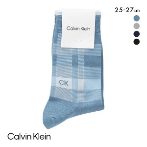 【メール便(7)】 カルバン・クライン Calvin Klein CKロゴ クルー丈ソックス メンズ 靴下 カジュアル 紳士 綿混 メンズソックス チェック