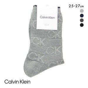 【メール便(7)】 カルバン・クライン Calvin Klein CKロゴジャガード クルー丈ソックス メンズ 靴下 カジュアル 紳士 綿混 メンズソック