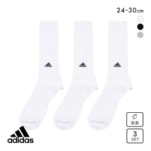 10％OFF アディダス adidas クルー丈ソックス 3足組 靴下 メンズ 破れにくい 消臭 定番 ベーシック 24-26cm 26-28cm 28-30cm